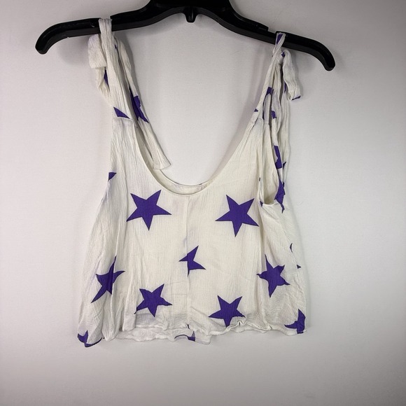 Buddy Love Tops - Buddy Love Small Women's Crop Tank Purple Stars